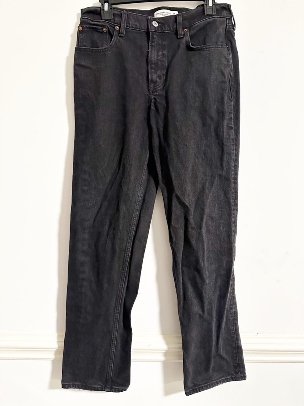 Abercrombie & Fitch The 90s Straight Jeans Mid Rise Black Size 29